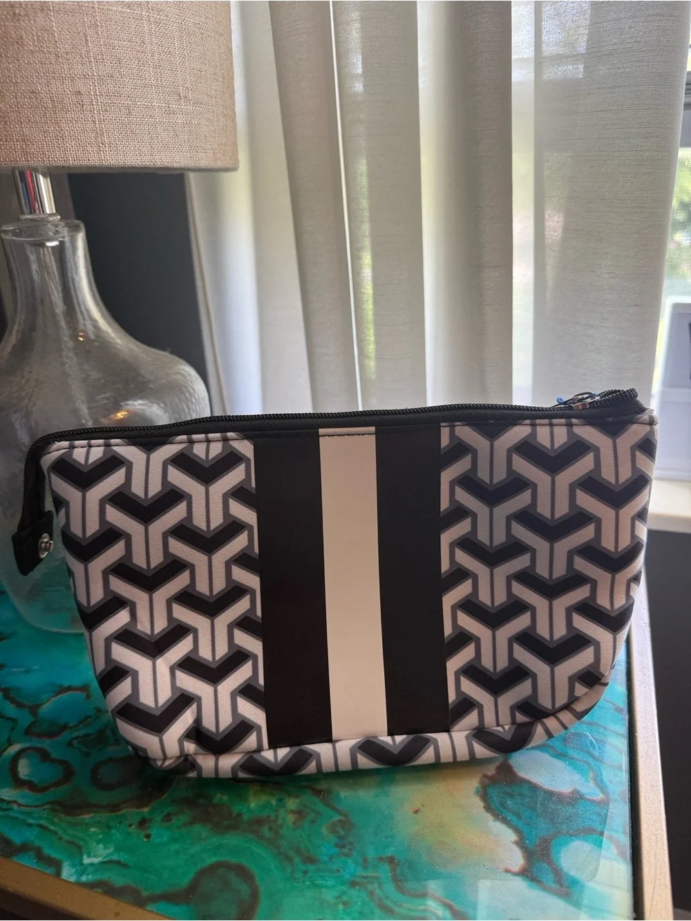 Black and White Geometric Women’s Travel Pouch